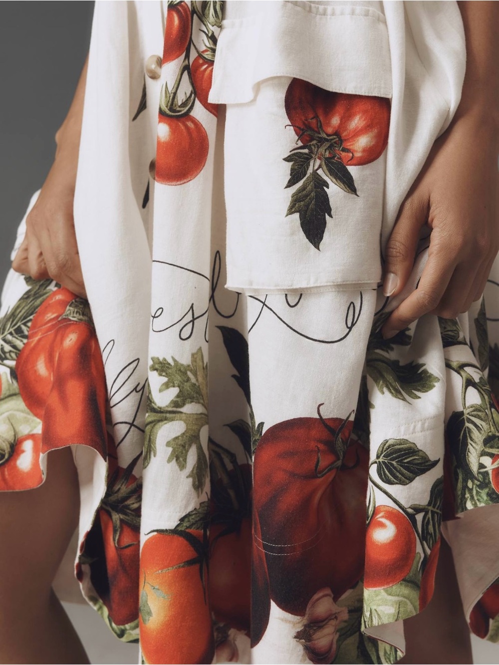 Anthropologie Maeve Button-Front Tomato Locally Harvested Linen Midi Dress NWOT - Picture 12 of 12